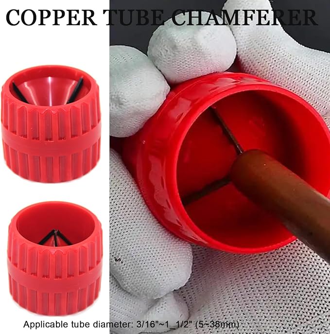 Flaring Tool Kit 3/16”-3/4” and 5-19mm, Single 45° 7 Dies Eccentric Tubing Flare Tool with Clutch Deburring Tool Cutter for Copper Pipe Tube(5 in 1 Set)