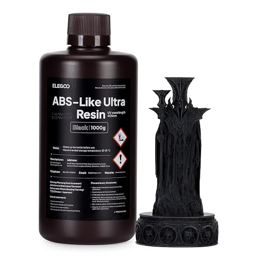 ELEGOO ABS-Like Ultra Resin with Extra Strength and Toughness, Compatible with MSLA/DLP/LCD Resin 3D Printer, Perfect 3D Printer Resin for Tool Application, Black 1000g