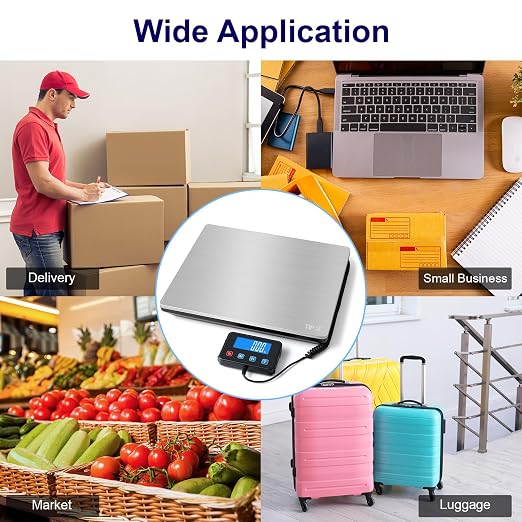 TIPRE Shipping Scale 440lbs for Packages, Heavy Duty Digital Postal Scale with LCD Display 0.35 oz High Precision Express Scale with Type-C Charging & Batteries Smart Hold/Tare for Small Business Home