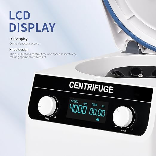 Centrifuge Machine 8x10ml/15ml Lab Benchtop Centrifuge 500-4000RPM 1920×g RCF Timing 10s-99min99s LCD Digital Desktop Centrifuge for Laboratory/University/Industry/Environmental Protection