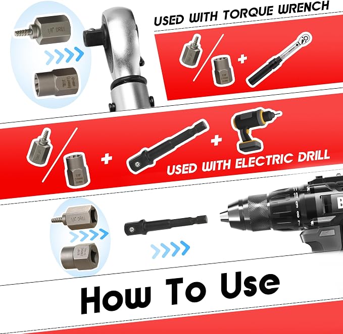 33Pcs Screw Bolt Extractor Set Hex Head Multi-Spline, Left Hand Drill Bit Set Easy Out Stripped Bolt Remover with Adapter, Bolt Extractor Kit for Removing Broken Rusted Nuts Screws Studs