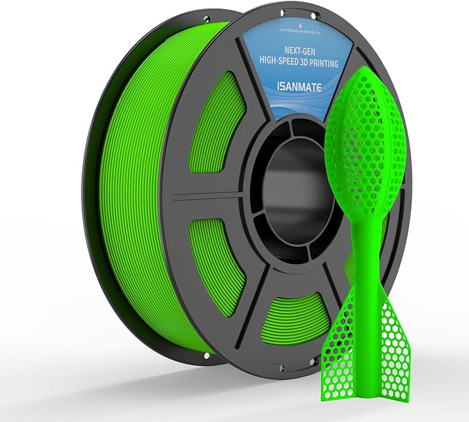 iSANMATE HS TPU Filament 1.75mm, Green TPU 95A HF High Speed, 1kg | Flexible Tough Wear-Resistant Elastic; HF TPU 50-200mm/s; Compatible with Bambu Lab and Most FDM 3D Printer; for TPU Beginner