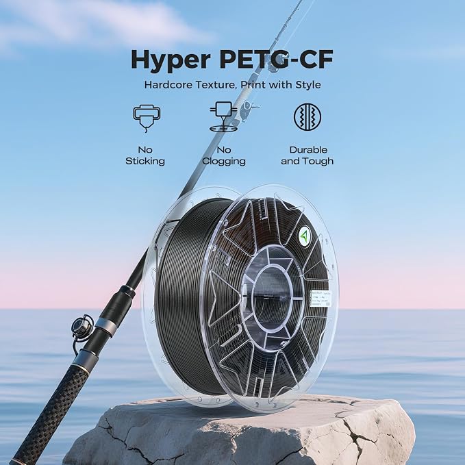 Creality Carbon Fiber PETG Filament 1.75 mm 1KG, Hyper PETG-CF Filament, Matte Finish, Heat-Resistant, High Strength & Outdoor Durable, High Speed 30-600mm/s, Fits for Most 3D Printers, (Black)