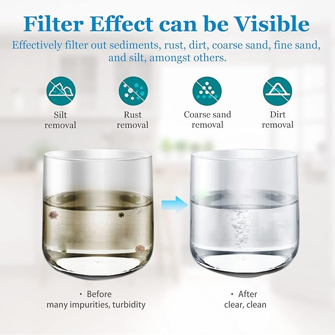 50 Micron Water Filter 10" x 4.5", 10-inch Whole House Heavy Duty String Wound Sediment Pre-Filters for Well Water, Replacement Cartridge for WPX50BB97P, 355220-43, SWC-45-1050, AP814, 4-Pack