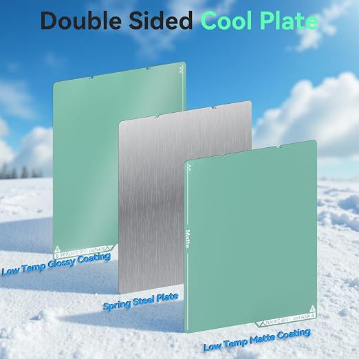 Energy-Saving Kobra S1/Kobra X/Kobra 4 Cold Build Plate 264*276mm Double Sided Glossy+Matte Low-Temperature Strong-Adhesion Platform Compatible with ANYCUBIC Kobra S1/ Kobra X/Kobra 4 3D Printers-1PCS