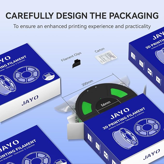 JAYO PLA 3D Printer Filament, Clear PLA Filament 1.75mm, 1.1KG Spool, Dimensional Accuracy +/- 0.02mm, Fit Most FDM Printer