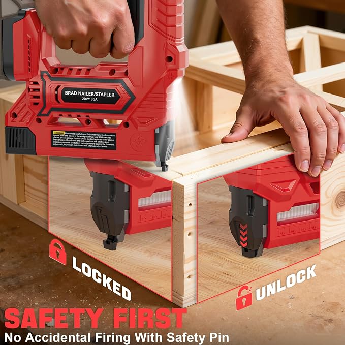 Ecarke Cordless Brad Nailer 2-in-1 Compatible with Milwaukee 18V Battery, 18 Gauge Nail Gun 5/8 to 1-1/4 Inch with 2000 Nials for Wood Carpentry, Powered Electric, 2 Mode, Tool Only