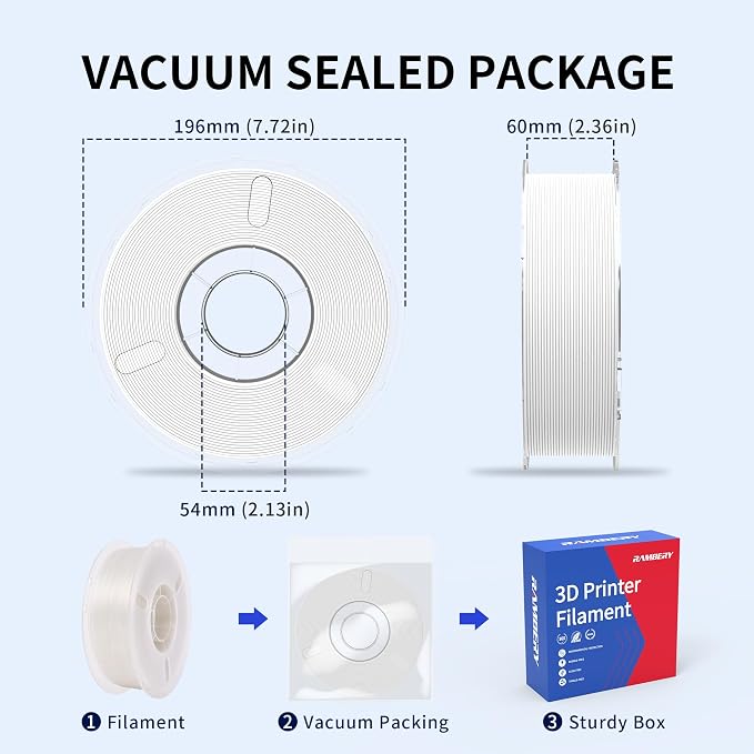 RAMBERY Glow in The Dark Blue 3D Printer Filament Luminous PLA Filament 1.75mm 3D Printing Filament Fit Most FDM Printers, 1kg(2.2lbs)/Spool