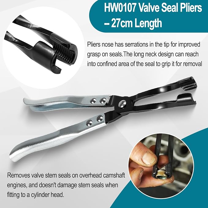 HW0107 Valve Seal Removal Pliers & 36050 Valve Keeper Installer/Remover Set, Fits Valve Engines, Cars, Motorcycles, Marine