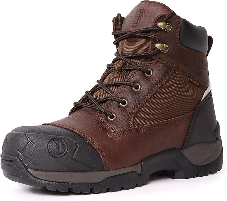 Work Boots for Men, 6" Composite Toe Waterproof Mens Work Boots, Non-Slip Puncture-Proof Safety Anti-Static Working Shoes 81N03