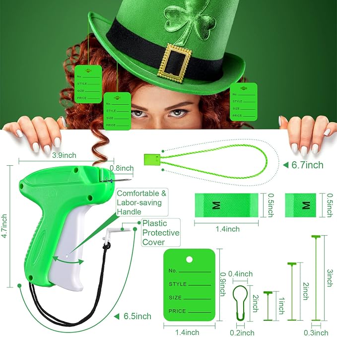 Chumia 3576 Pcs Tagging Guns for Clothes Labels Attacher Stitch Guns for Clothing with 3000 Barbs, 5 Needles and 100 Price Tags, Sewing Kit for Retail Stores, Garage Yard Sales(Light Green)