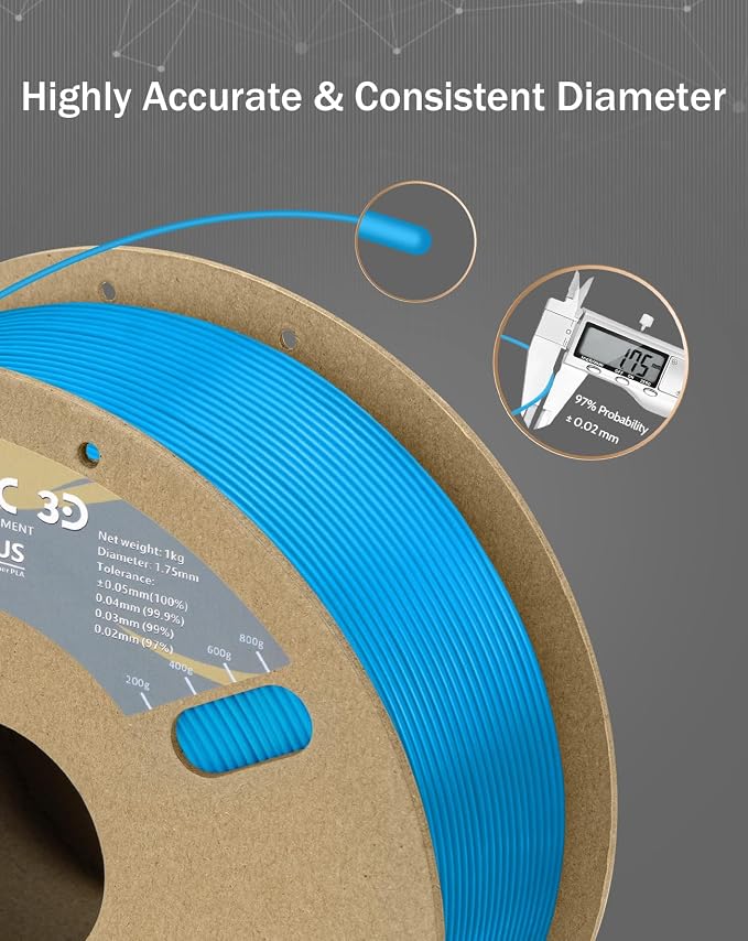 DURAMIC 3D PLA+ Printer Filament 1.75mm PLA Plus Neatly 2Kg Spool(2.2lbs) | PLA Pro Tougher and Stronger, Dimensional Accuracy Probability +/- 0.02mm Electric blue