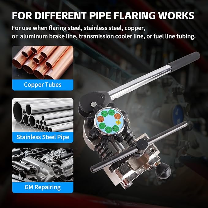 Angchun Brake Line Flaring Tool Kit, 45 & 37 Degree Flaring Tool Set, Single Bubble Double Flare Tool Kit for Brake Lines, Professional Brake Flare Tool Kit for 3/16" 1/4" 5/16" 3/8" Tubes