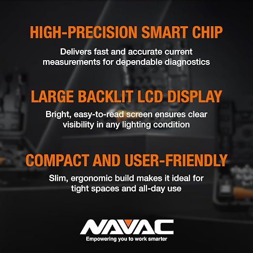 NAVAC NMC1 Digital Clamp Meter - HVAC Multimeter Clamp - Backlit Display - Adjustable Large Jaw - High Precision Chip - Compact Design