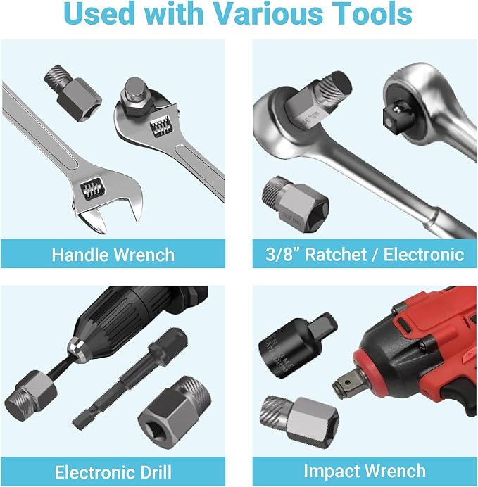 27-PC Upgrade Screw Extractor Set, 3/8" Drive, Easy Out Bolt Extractor Set, Multi-Spline, for Removing Broken Studs, Bolts, Screws (New Version)