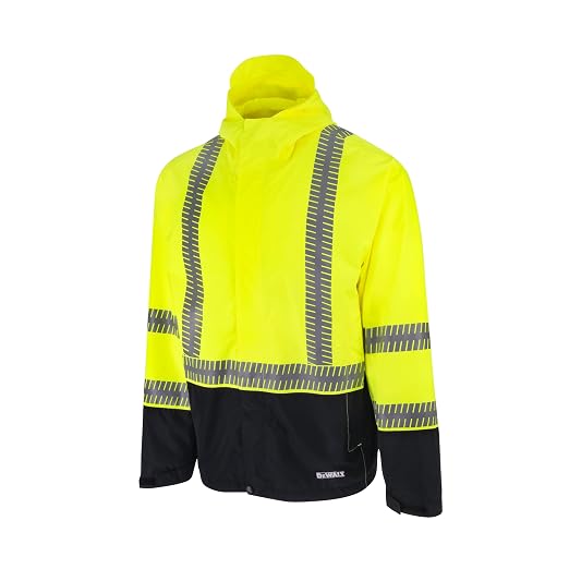 DEWALT DRW21-3 Lightweight Class 3 Ripstop Wind and Rain Jacket - Hi-Vis Green, Size M