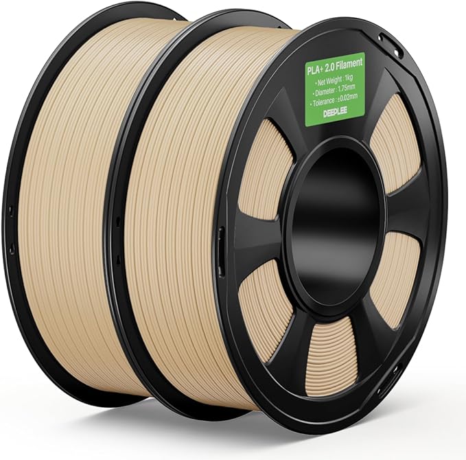 PLA+ 2.0 Filament 1.75mm, Stronger Toughness 3D Printer Filament, Beige 2KG, Upgrade PLA Plus 3D Printer Filament, High Speed PLA+ Filament for Most FDM 3D Drucker