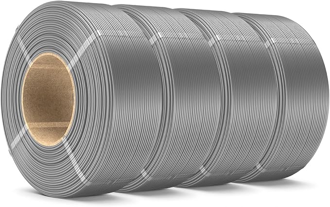 SUNLU 4KG PLA Plus Filament Refill 1.75mm, 1000g PLA+ Filament Bundle 4 Packs, 3D Printer Filament Refill for Reusable Spools, Fit for Most Brand Spool. 1KG/Roll, Grey*4