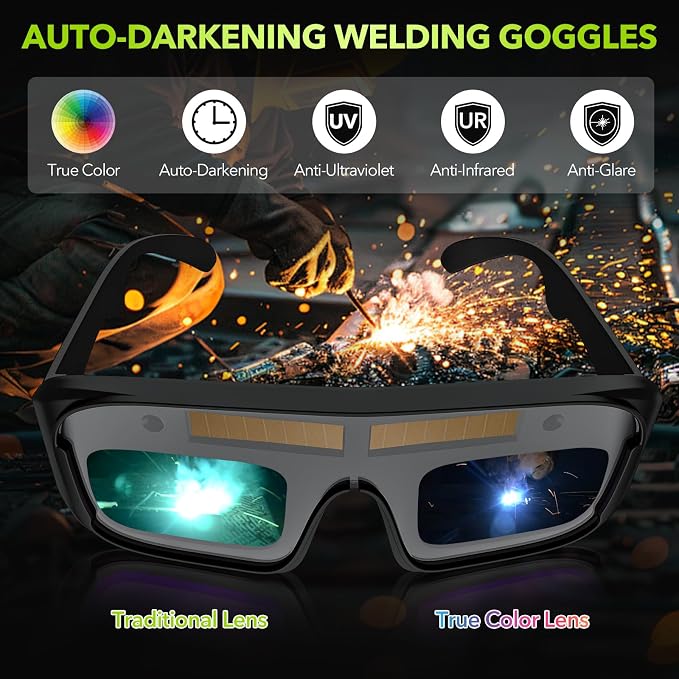 Portable Welding Machine, 110V Handheld Welder with 30PCS Rods & Auto Darkening Goggles, Electric ARC Welder Gun with IGBT Inverter 5 Variable Current Adjustment Fits for 3/32" Welding Rods