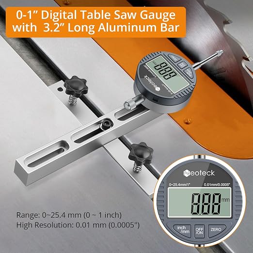 Neoteck 1'' Digital Indicator+Digital Table Saw Gauge Set