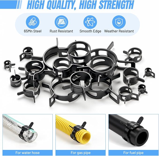 Housolution 400PCS 6-35mm Spring Hose Clamps, 20 Sizes Spring Pipe Clamps with Hose Clamp Pliers, Pipe Clamp for Automotive, Fuel Lines, Silicone,Vacuum Hoses and Mechanical Applications
