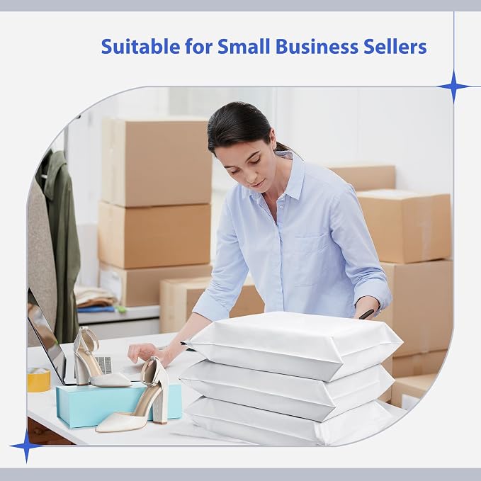 Fuxury Poly Mailers 17.7 X 22" 50 Pcs,Large Shipping Bags for Clothes,White | Tear-resistant Shipping Envelopes,Durable Self Seal Mailing Bag,Waterpoof Large Polymailers For Business,Boutique & Online