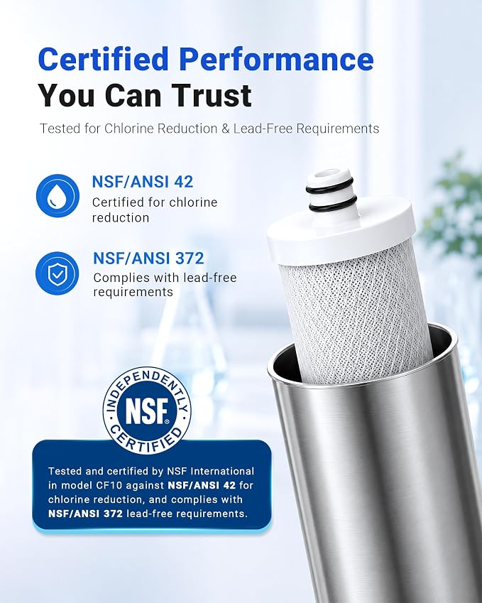 LCF Replacement Water Filter Pack, 1-Year Replacement Set, 4 Filters (2 x PP, 1 x CTO, 1 x UF), Compatible with Waterdrop TST-UF & TST-B 3-Stage Under Sink Systems, Replaces WD-P1, WD-C3 & WD-U2