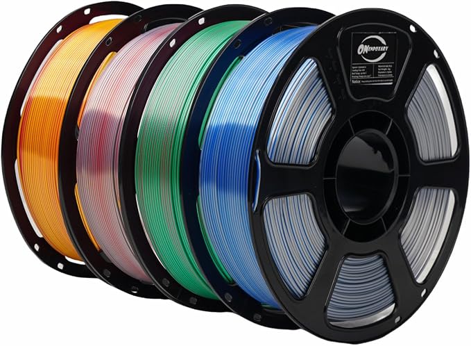 4KG Dual Color Silk Filament, Silk PLA 3D Printer Filament 1.75mm, 1KG Spool(2.2 lbs), 4 Pack, PLA Silk Dual Color,Shiny Rosegold+ RedSilver+Bluegreen+BlueSilver