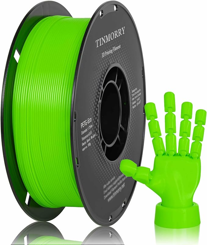 TINMORRY PETG Filament 1.75, Rapid PETG-Eco 3D Printer Filament, Compatible with Most FDM 3D Printers, 1 KG 1 Spool, Fluorescent Green