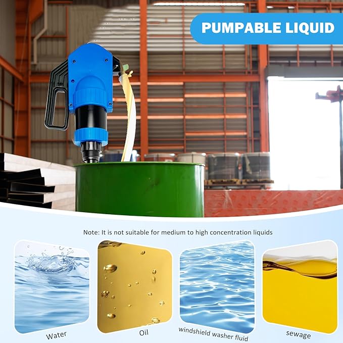 Lever Action Drum Pump，Manual Barrel Pump for water/oil/liquids，55-gallon siphon pump includes 6.56 feet of 3/4-inch corrugated hose