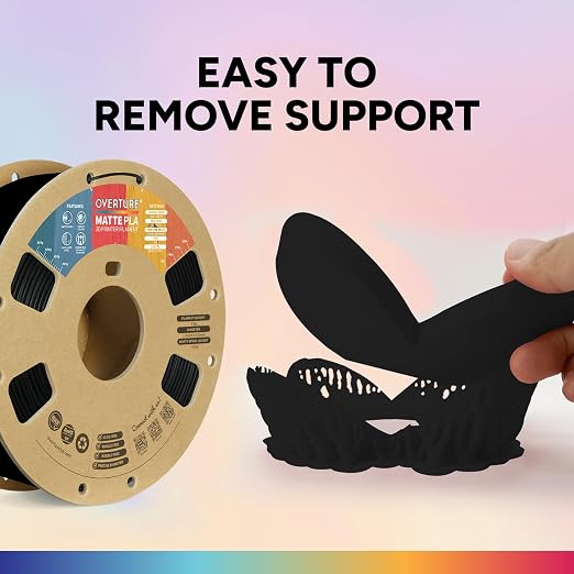 OVERTURE PLA Matte 3D Printer Filament 1.75mm, PLA 1kg Cardboard Spool (2.2lbs), Dimensional Accuracy +/- 0.02 mm (Carbon Fiber Black) | Dimensional Accuracy +/- 0.02 mm, 1kg Spool (2.2lbs) Cardboard Spool, Fit Most FDM Printer (Carbon Fiber Black)