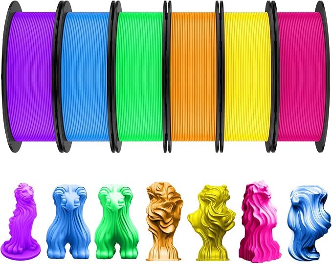 Pangda 3D Printer Filament Pla Bundle 1.75mm Multicolor, ±0.02mm Dimensional Accuracy, 3D Printing Filament for DIY Projects, Holiday Crafts(1.5 kg,Rainbow Color)