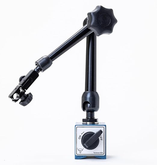 PEC Tools 176lb/80kg Magnetic Base with Premium Steel Universal Arm and Mechanical Lock for Dial Indicators, Fits 6mm, 3/8", and Dovetail, Premium Precision Measuring Tool Stand