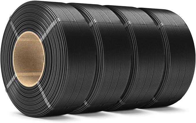 SUNLU PLA+ Refill Filament Refill 1.75mm 4KG, 3D Printer Filament PLA Plus, No-Spool Black PLA+ Filament for Reusable Spools Compatible with Bambu Labs Filament, 4-Rolls 1KG/Roll