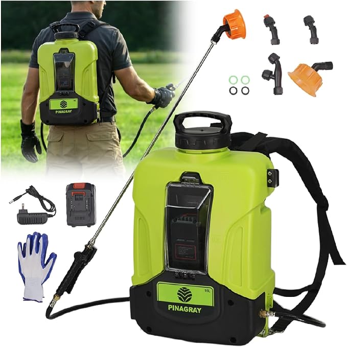 4.2Gal Upgrade Backpack Sprayer with Detachable Battery, 0-100 PSI Adjustable Electric Backpack Sprayer, 100+ Gal Per Charge, Long Range Sprayer for Large Yards