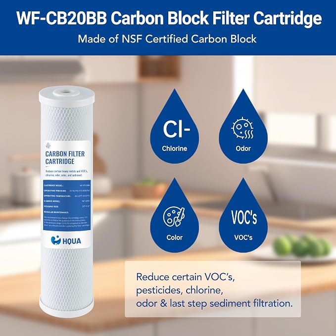 Whole House Carbon Block Replacement Filter Cartridge, WF-CB20BB, Fit for WF3 Series, NSF certified Carbon Block