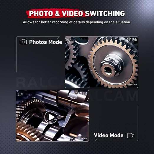 Ralcam Two-Way Articulating Borescope with 10FT Semi-Rigid Cable, 0.33in/8.5mm Inspection Endoscope Camera with Light HD Video Snake Camera Scope for Automotive Aircraft Mechanics
