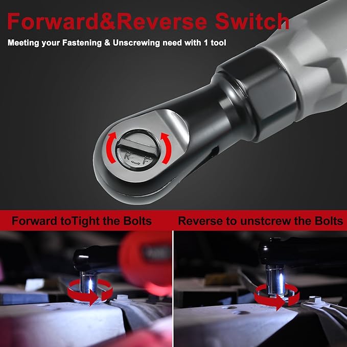 AOBEN 21V 3/8" Cordless Ratchet Wrench Kit-74 Ft-lbs Brushless Electric Power Ratchet with Variable Speed, 2X2000mAh Lithium-Ion Battery, Charger, 8 Sockets, 1/4" & 1/2" Adaptors, 3" Extension Bar