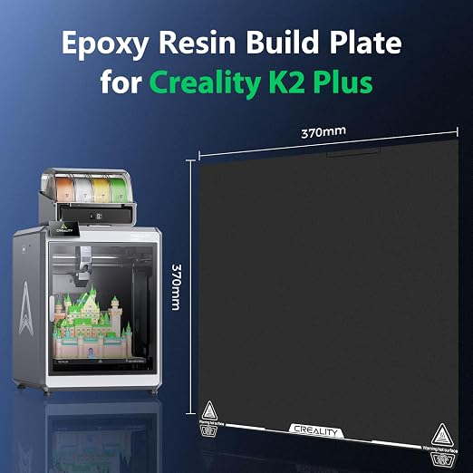 Creality K2 Plus Build Plate Epoxy Resin Coating 370x370mm Spring Steel Magnetic K2 Plus Smooth Build Plate EP Bed Plate for Creality K2 Plus