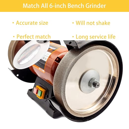 CBN Grinding Wheel 6 Inch 320 Grit, 1" Wide, 1/2" Arbor, for HSS Tools, Lathe Chisels & Woodturning Tools, Fits 6-Inch Bench Grinders(320 Grit)
