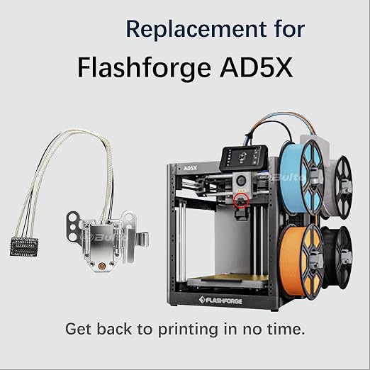 AD5X Hotend Heating Assembly for Flashforge AD5X 3D Printer Hotend Heating Block Component with Ceramic Heater, Thermistor Sensor & Metal Clip, Durable AD5X Extruder Parts & Accessories