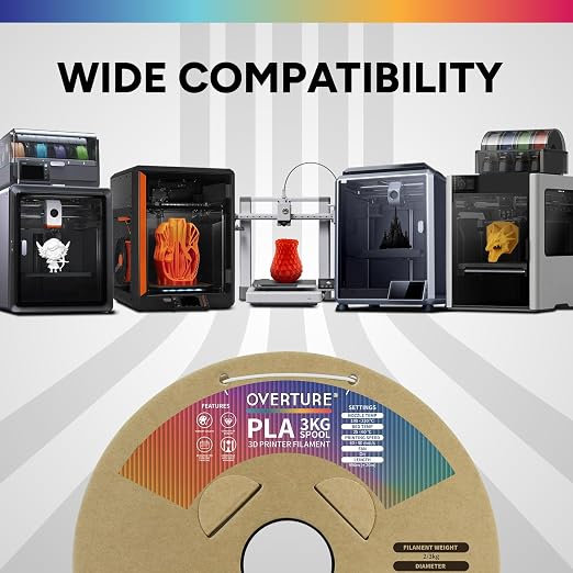 OVERTURE High Speed PLA Filament 1.75mm, Neatly Wound 3D Printer Filament 3kg Spool (6.6lbs) Rapid PLA, Dimensional Accuracy +/- 0.02 mm, Fit Most FDM 3D Printers (White 3KG-1 Pack)
