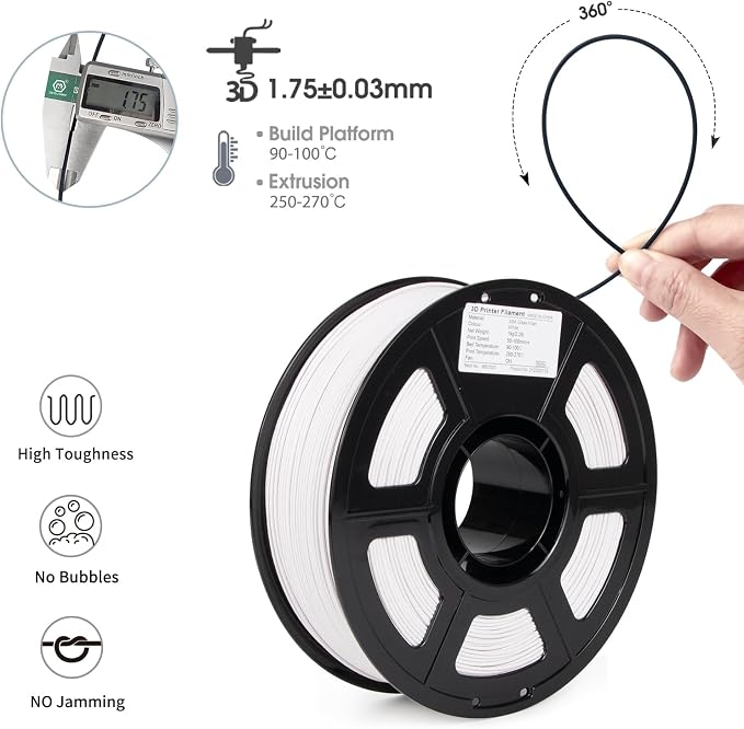 iSANMATE ASA-GF 3D Printer Filament, 10% Glass Fiber Reinforced, Superior Weather & UV Resistance, High Strength & Thermal Stability for Outdoor & High-Impact Applications (1kg, White)