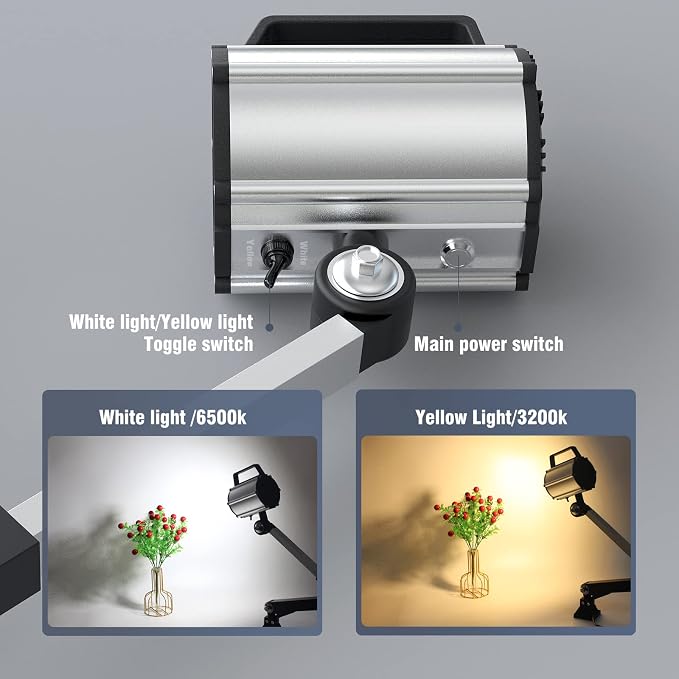 YouTeMei Led Machine Light Flex Arm Machine Lights Multipurpose Waterproof Lathe Light Drill Press Lights 18W, Warm and Cold Work Light