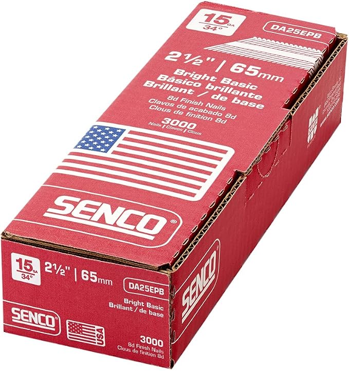 Senco DA25EPB 15 Gauge by 2-1/2 inch Length Bright Basic Finish Nail (3,000 per Box) (Pack of 3)