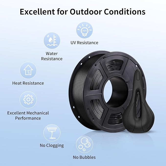 ANYCUBIC ASA Filament 1.75mm, Weather & Heat Resistant, 3D Printer Filament Suitable for Printing Outdoor Functional Parts, Dimensional Accuracy +/- 0.02mm, 1KG Spool, Black