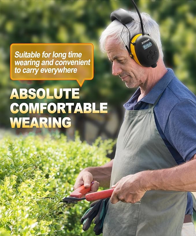 ZOHAN AM/FM Radio Headphone with Digital Display,Ear Protection Noise Reduction Earmuffs,Comfortable Hearing Protector