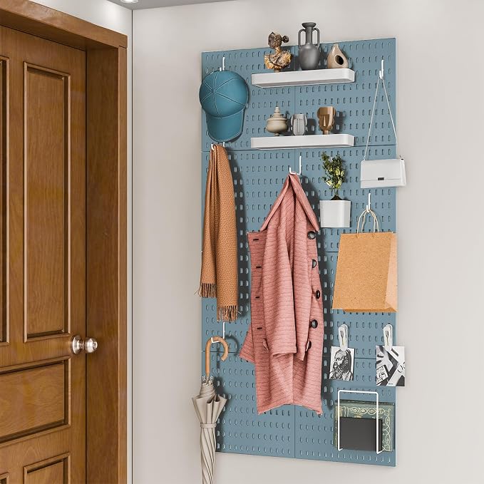 8-Pack 22"x44" Plastic Pegboard Panels Durable Modular Organizer Boards for Wall Storage, Garage, Workshop & Craft Room – Lightweight & Easy to Install