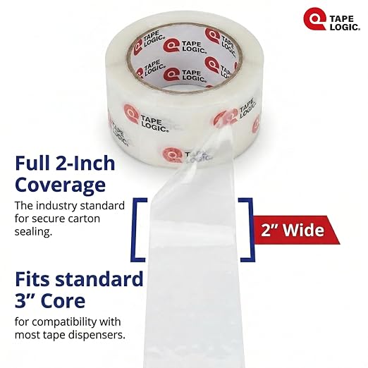 Tape Logic Packing Tape (6-Rolls), 2" x 55 yd - Heavy Duty Packaging Tape Refill for Shipping, Moving, Order Fulfillment, Acrylic 2.6 Mil