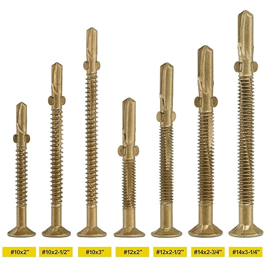 FMhotu #12 x 2-1/2" Trailer Deck Screws, Self-Tapping Sheet Wood Metal Screw, 286Pcs T25 Star Bits Reamer Tek Screws for Trailers, for Attaching Wood to Steel